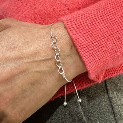 Petite 60th Birthday Heart Slider Bracelet