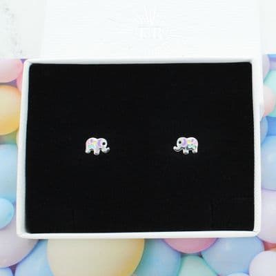 Petite Enamel Elephant Stud Earrings