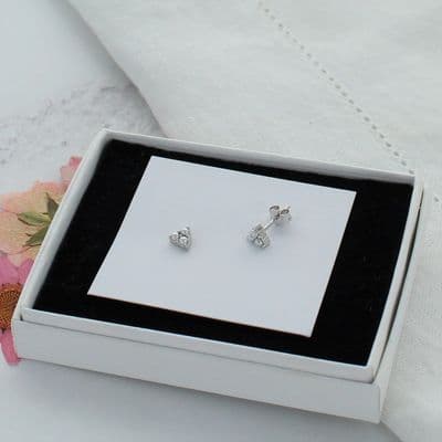 Petite Sterling Silver And Pearl Triangle Stud Earrings