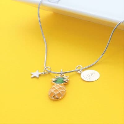 Pineapple Personalised Name Charm Necklace