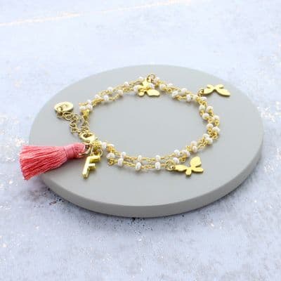 Precious Butterfly Tassel Personalised Bracelet