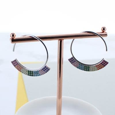 Rainbow statement CZ hoops