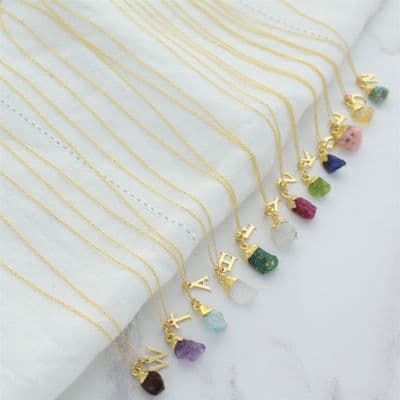 Raw Crystal Birthstone Personalised Necklace