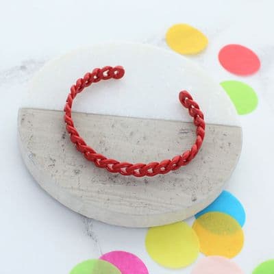 Red Enamel cable link bracelet