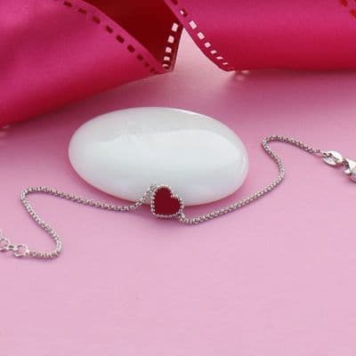 Red Enamel Heart Charm Bracelet