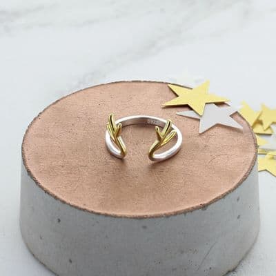 Reindeer Gold And Silver Adjustable Ring