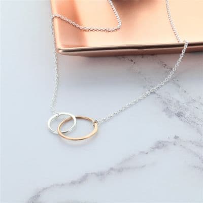 Rose Gold And Silver Infinity Ring Necklace