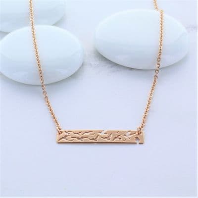 Rose Gold Bird Bar Necklace
