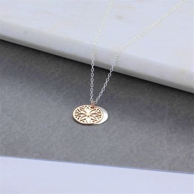 Rose Gold Double Disc Necklace