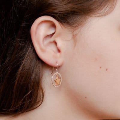 Rose Gold Hoop And Star Earrings