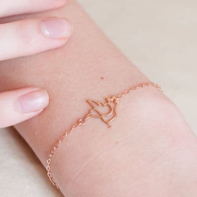 Rose Gold Plated Sterling Silver Dove Bracelet