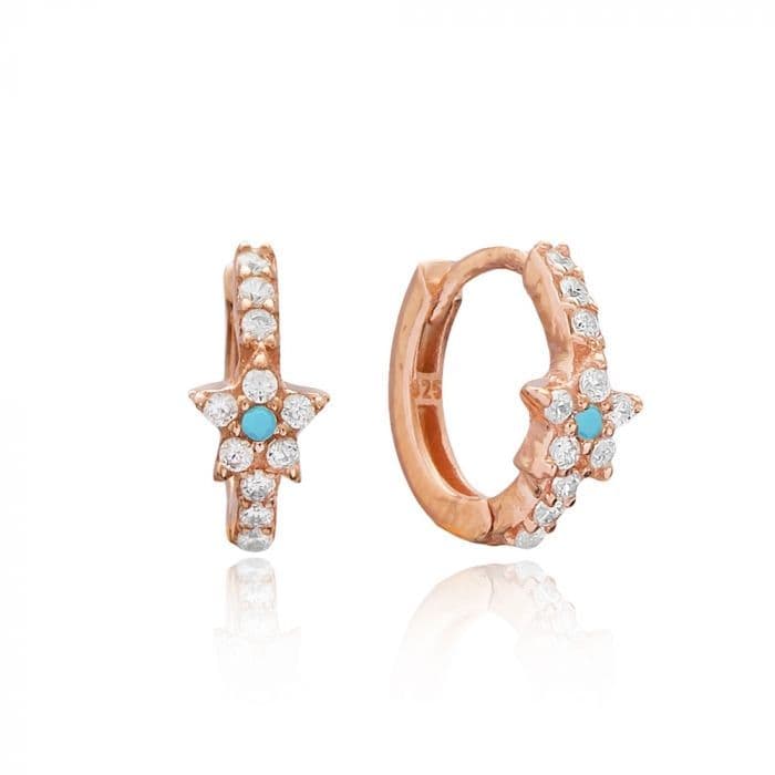 Rose Gold Plated Sterling Silver Flower Huggies