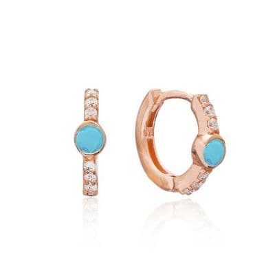 Rose Gold Plated Sterling Silver Turquoise Zirconia Earrings
