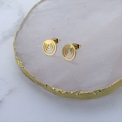 Round Ripple Stud Earrings