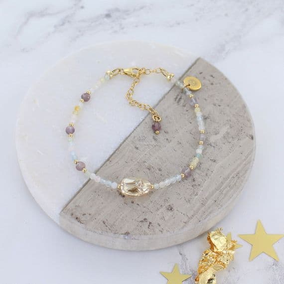 Scarab Morganite Bracelet