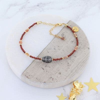 Scarab Red Jasper Bracelet