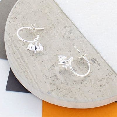 Silver Bat Hoop Earrings