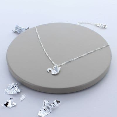 Silver Origami Swan Necklace