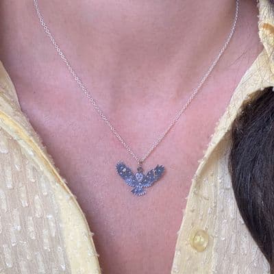 Silver Star And Moon Owl Necklace