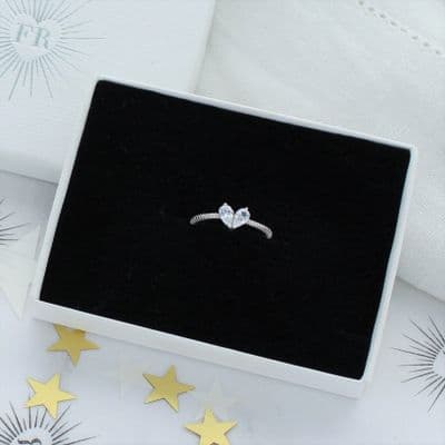 Simple heart zircon stacking ring