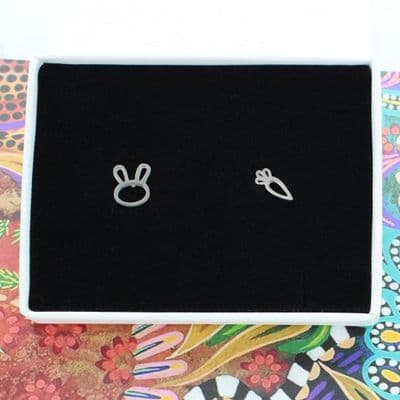 Simple Rabbit And Carrot Stud Earrings