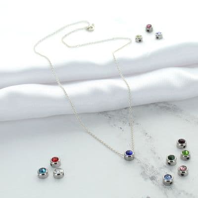 Single Birthstone Floating Charm Necklace
