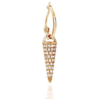Single Cone white cz gold vermeil earring
