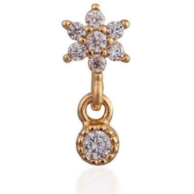 Single teardrop flower gold vermeil stud