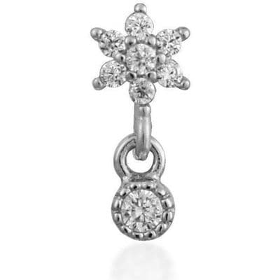 Single teardrop flower sterling silver stud