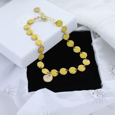 Smiley face ankle bracelet - Yellow