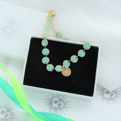 Smiley face anklet - Turquoise