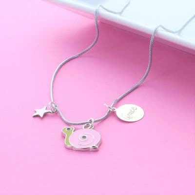 Snail Personalised Name Charm Necklace