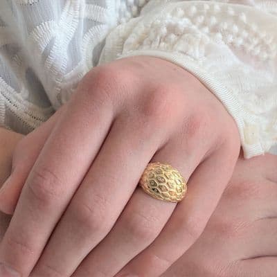 Snakeskin Gold Zircon Statement Ring