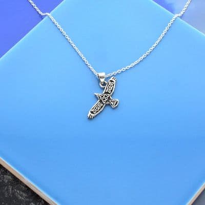 Soaring Celtic Eagle Charm Necklace