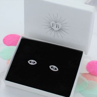 Sparkly Evil Eye Stud Earrings