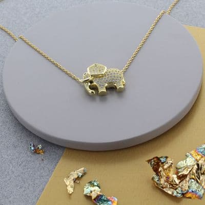 Sparkly Gold Elephant Necklace