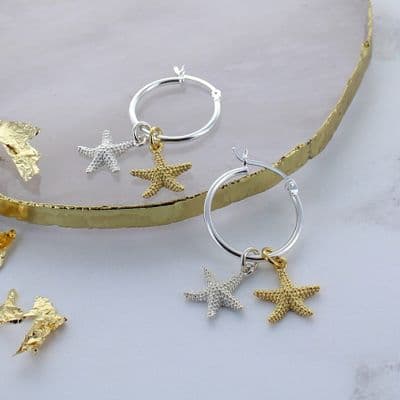 Starfish Gold And Silver Hoop Earrings