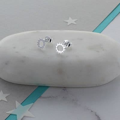 Sterling Silver Sun Stud Earrings