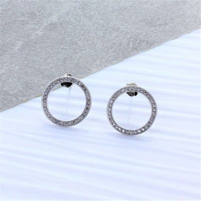 Sterling Silver Zircon Hoop Earrings