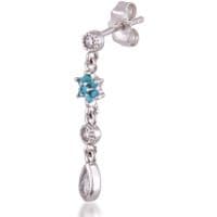 Teardrop flower sterling silver turquoise single earring