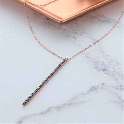 Thin Pave Mix Stone Necklace