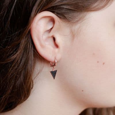 Triangle Black Zircon Dangle Earrings