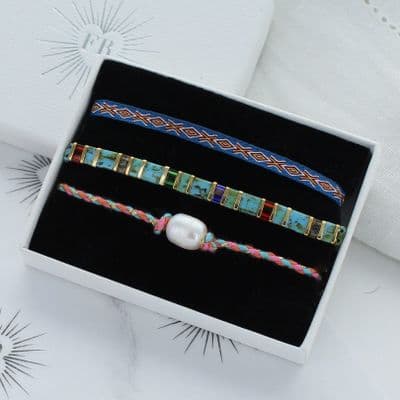 Triple Blue Pink Mix bracelet set