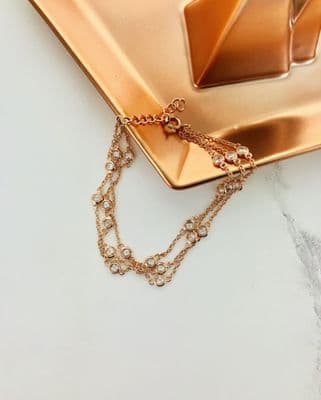 Triple Chain Cubic Zirconia Bracelet