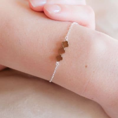 Triple Clover Sterling Silver Bracelet