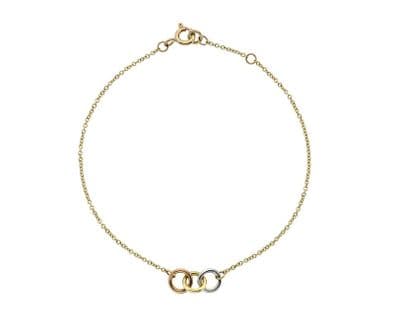 Triple colour gold link bracelet