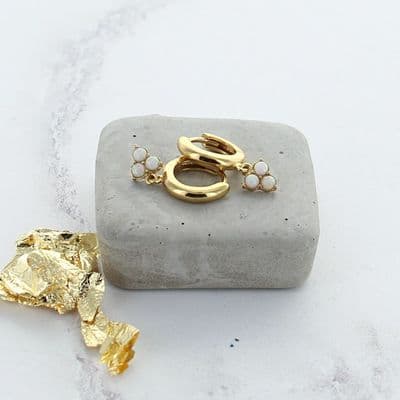 Triple Opal Huggie Earrings