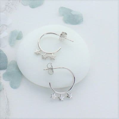 Triple Star Hoop Earrings