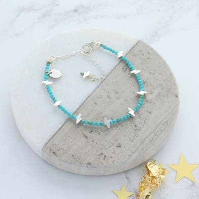Turquoise Lightning Bolt Bracelet Sterling Silver