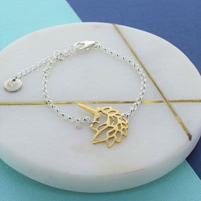 Unicorn Sterling Silver And Gold Plated Sterling Silver Bracelet
